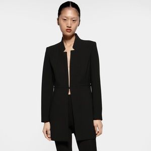 Zara Black Inverted Lapel Blazer